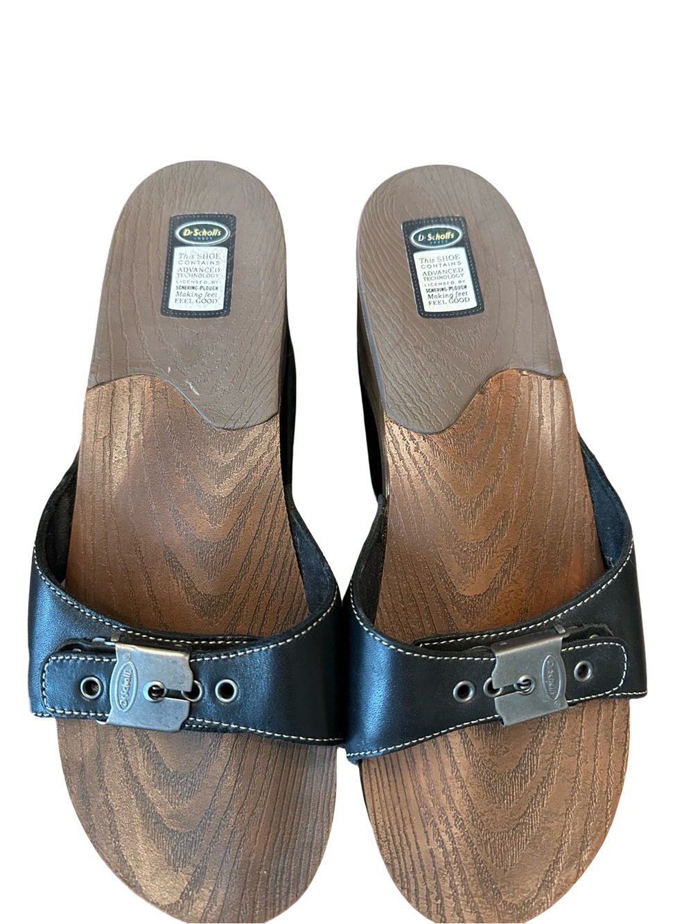 🧡 Dr. Scholl's Black and Brown Leather Backstrap Mule 🧡 - Picture 2 of 8